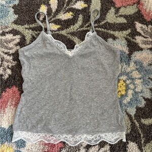 A New Day Lace Trim Gray Camisole